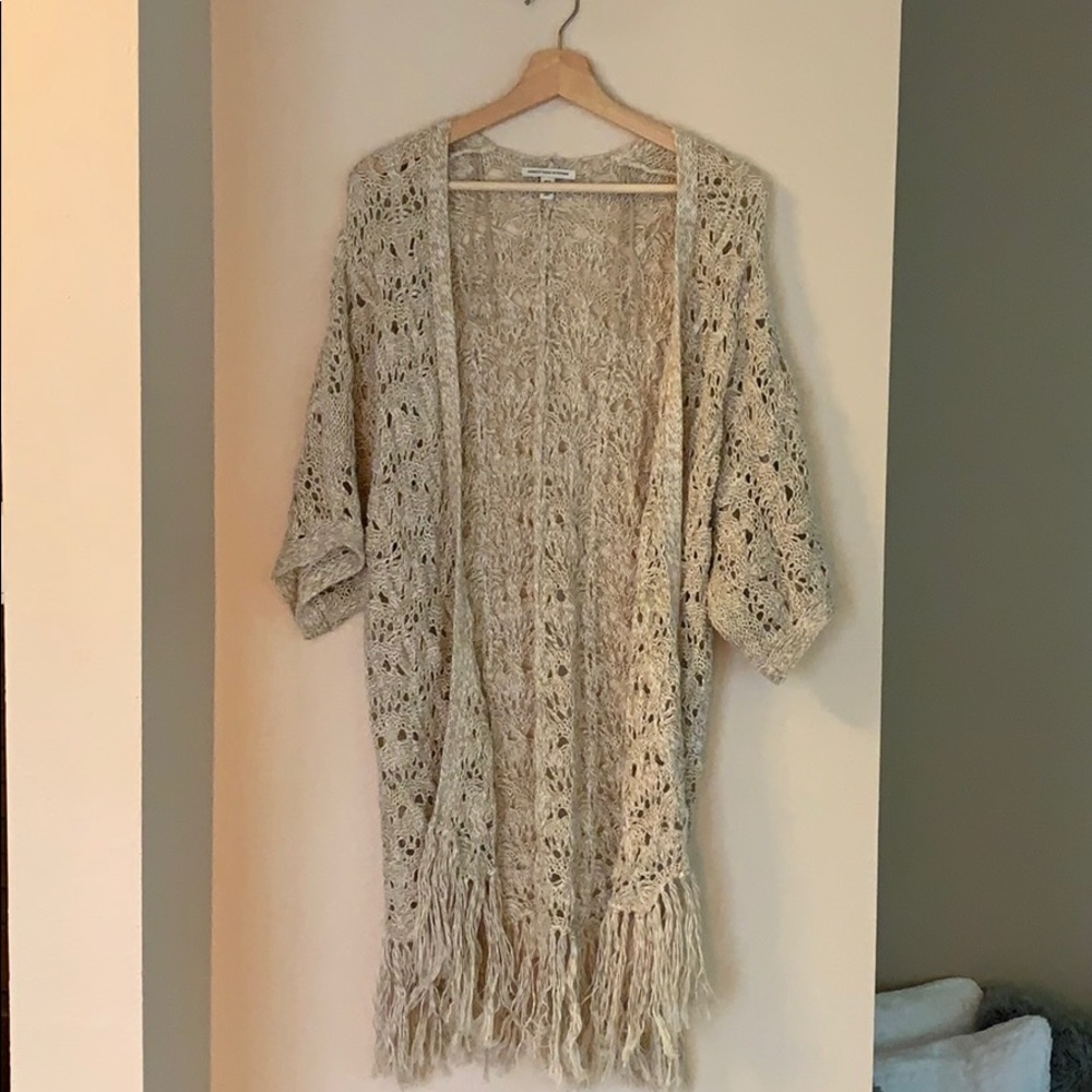 American Eagle brand knit kimono with fringe.